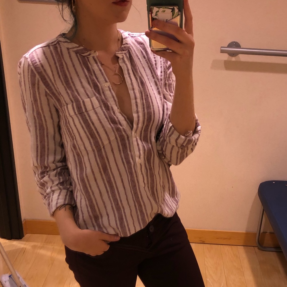 lucky brand long sleeve raspberry stripe tunic top